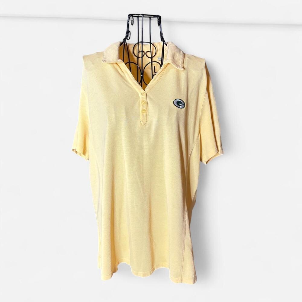 Cutter & Buck Green Bay Packers Yellow Polo Shirt Short Sleeve Golf Top Size XL